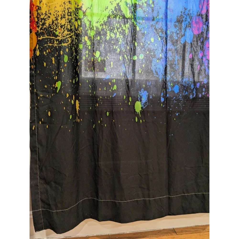Vintage Crayola Curtain Spattered Paint Drip 2 Panels 51